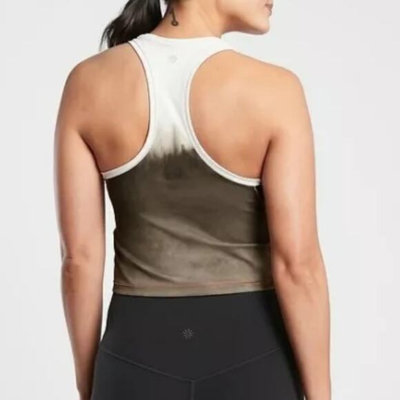 Athleta Shanti Watercolor Brown Stripe Tank Crop Top - Picture 2 of 10